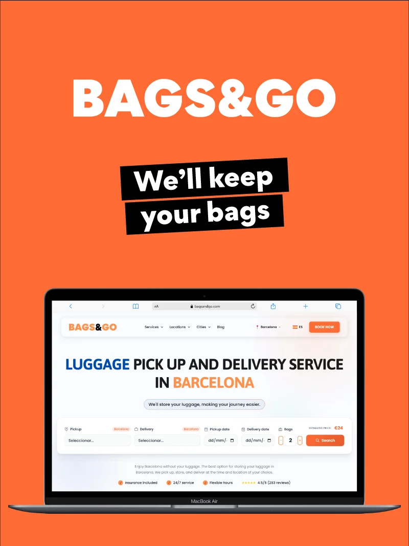 Captura del proyecto Bags&Go - Transformación digital completa: plugin de reservas personalizado, rediseño web,