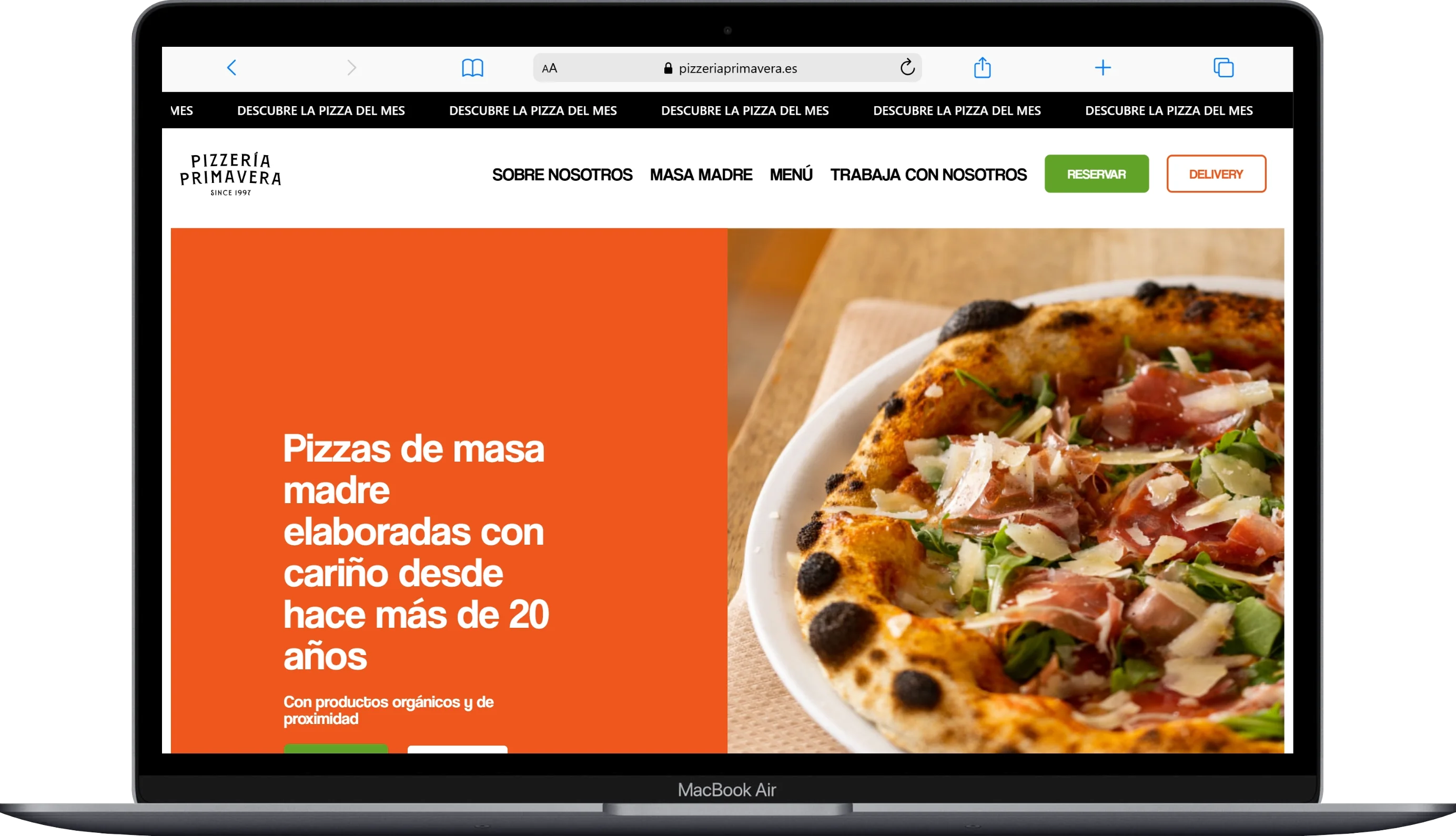 Pizzería Primavera - Vista Desktop