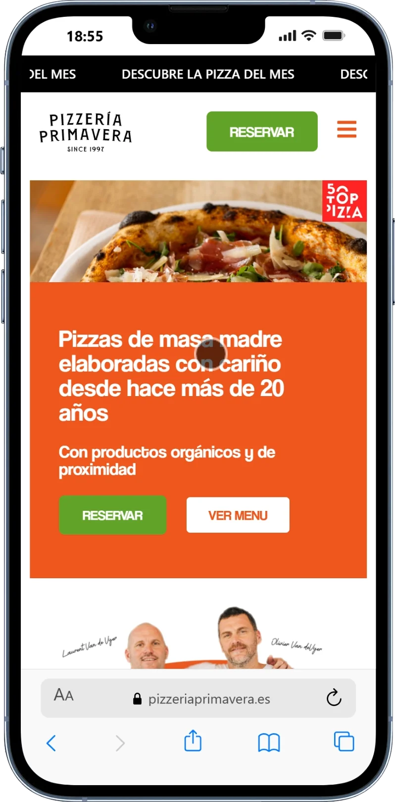 Pizzería Primavera - Vista Mobile